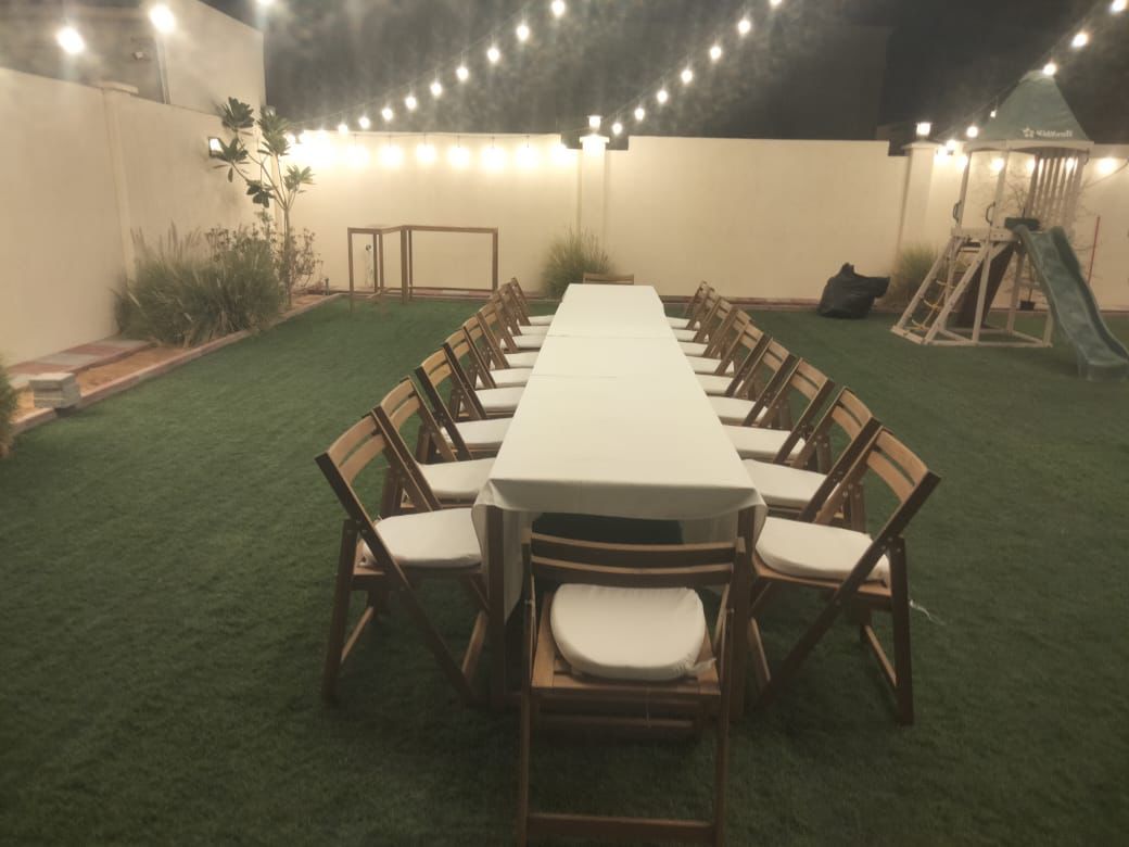 Wooden Rectangle Dining Table and chairs setup 20 pax - Image 3